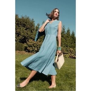 Frances Valentine Sleeveless Midi Dress in Teal Blue